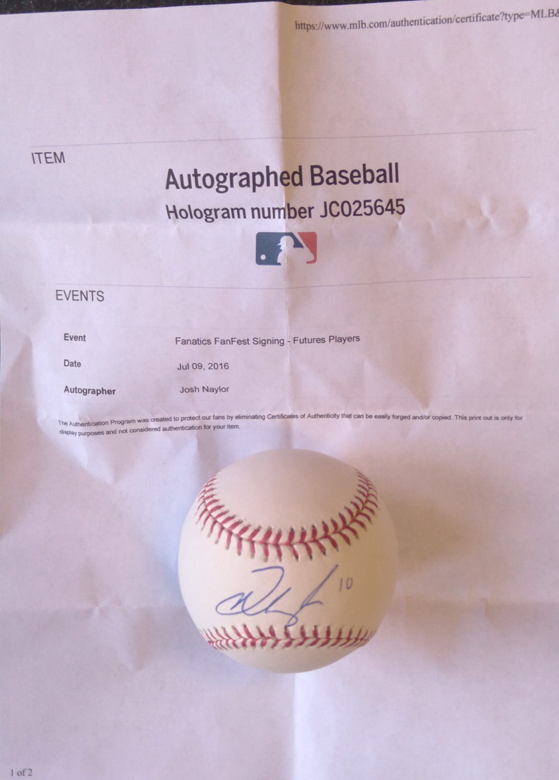 Josh Naylor Signed MLB Baseball MLB GPS Sports Gallery