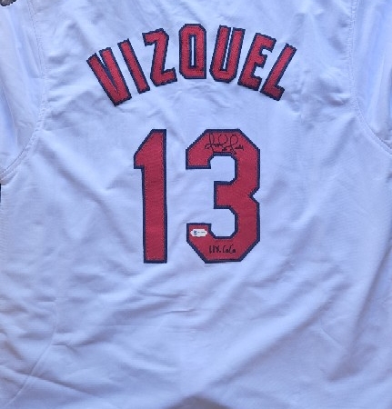 Omar Vizquel Signed Jersey Inscribed 11 GG Beckett