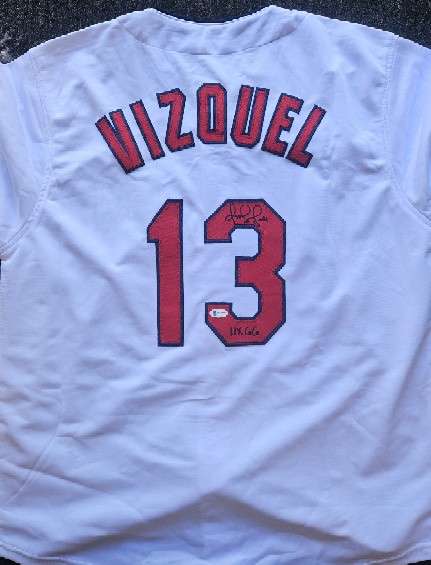 Omar Vizquel Signed Jersey Inscribed 11 GG Beckett