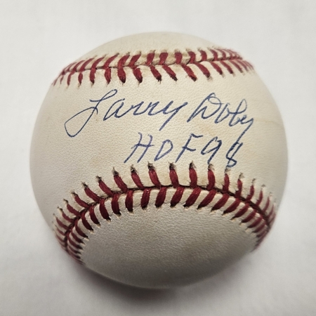 Larry Doby Signed Inscribed HOF 98 Signed Baseball Tri Star