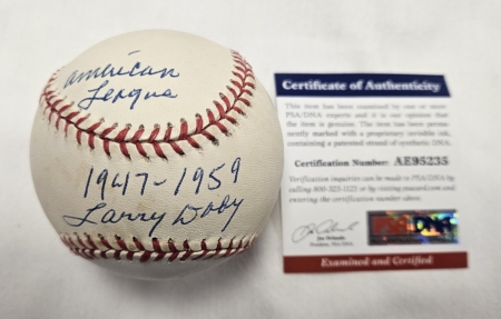 Larry Doby Signed Inscribed Signed Baseball PSA