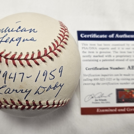 Larry Doby Signed Inscribed Signed Baseball PSA