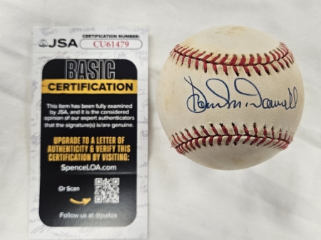 Sam McDowell Signed Baseball JSA