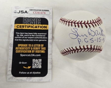 Len Barker Signed MLB Baseball JSA